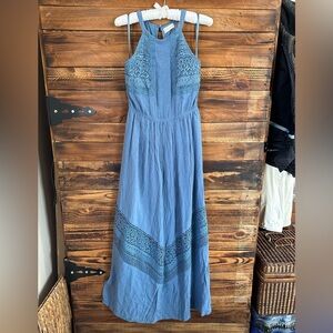 Altar'd State Blue Lace Maxi Dress